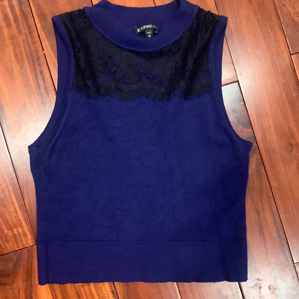 Blue lace crop top